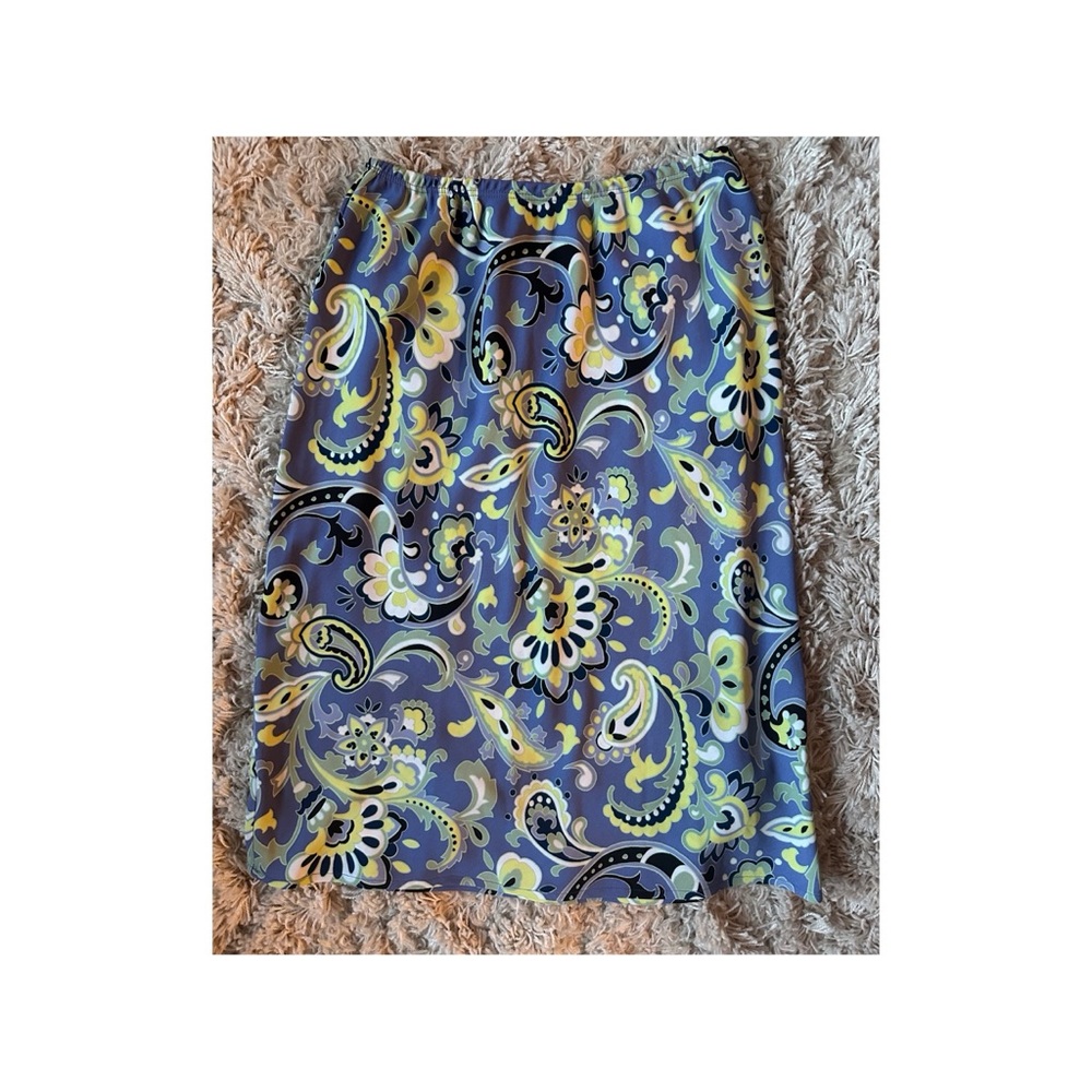 Hillard & Hanson Blue and Yellow Paisley Skirt